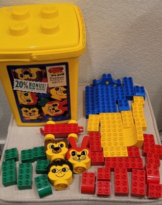 Vintage Lego Duplo Bucket And 58 Piece Set Preschool Duplo