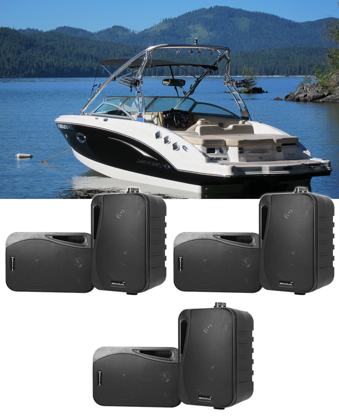 6 Rockville HP4S-8 Black 4 Морские коробчатые колонки с поворотным кронштейном для лодок 18190₽