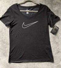 Nike Tick Ladies Black T-Shirt New Tag ‘Just Do It’ Cotton Jersey Tee Top New