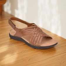 Easy Spirit Womens Comfy Casual Open Toe Mar Low Flats Sandals Medium Brown NIB