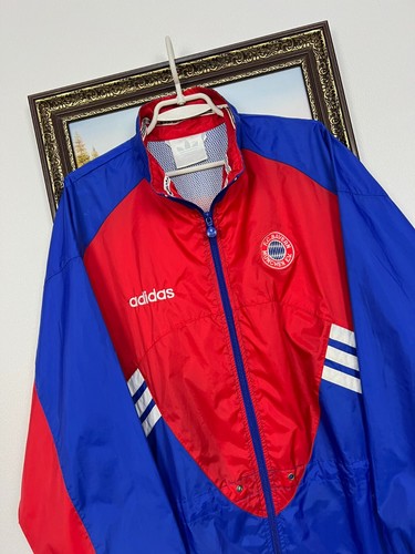 Vintage 90's Adidas Bayern Munich Football Jacket Soccer Windbreaker Mens Sz M - Picture 4 of 17