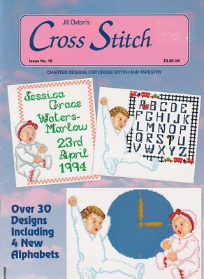Jill Oxton's Kreuzstich Heft 42 Seiten Baby Hunde Kühe Alphabet Frösche Eichsen