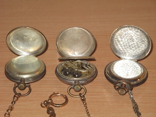 3 x 800er SILBER TASCHENUHR SAMMLUNG VINTAGE ANTIK - Picture 2 of 13