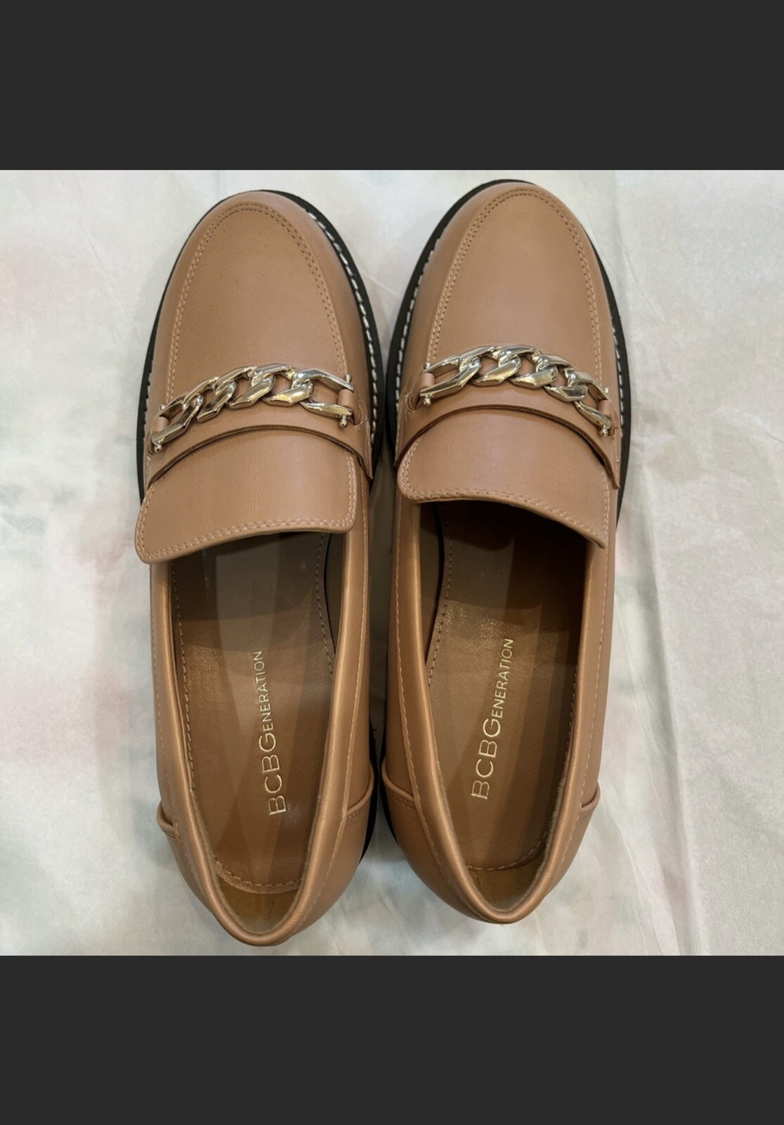 SAOLA Mocassini donna marroni suola Tinaa Lug taglia 8 5M tacco a blocco 1 5” generazione BCBG