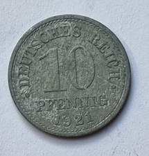 Deutschland 10 Pfennig 1921 o. Mzz; J299; Ersatzm&uuml;nzen 1. Weltkrieg