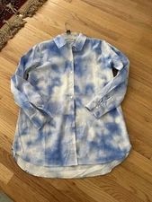 Isaac Mizrahi Cloud Print Oversized Shirt Blue NWT 2/4/6 A379749