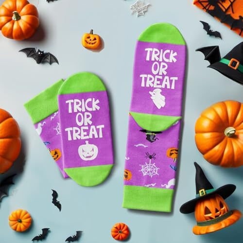HAPPYPOP Halloween Gifts Holloween Socks for Kids - 4-6 Years Pumpkin Purple - Picture 6 of 6