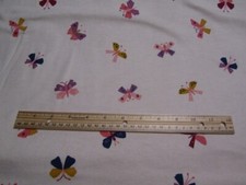 2 Yards Cream With Multicolored Butterflies Flannel Fabric