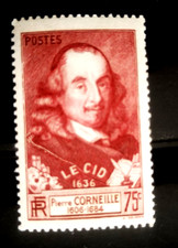 Timbre France 1937 N° 335 Le Cid Pierre Corneille 75.c brun Neuf