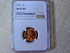 1947 Lincoln Wheat Cent 1c NGC MS 65 RD