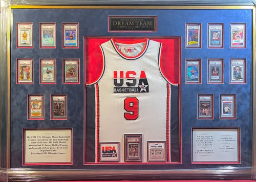 Michael Jordan UDA Auto 488/1000 + 1992 Dream Team 15 PSA 10 Framed Display