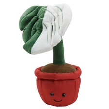 10" Monstera Plush Toy Smiling Face Potted Plant Stuffed Doll Home Office Decor