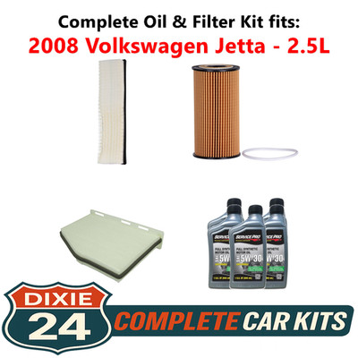 2008 Volkswagen Jetta 2.5L Complete Oil, Air & Cabin Filter Kit (5W-30)