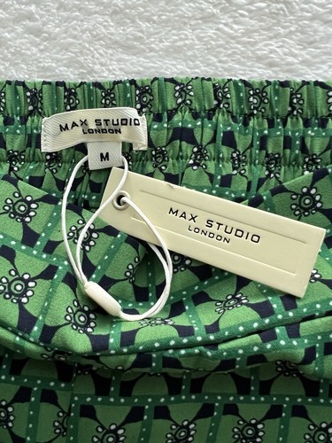 Max Studio Womens Green Floral High Rise Casual Pull On Wide Leg Pants NWT SZ M - Picture 6 of 13
