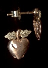 Ohrstecker 10 Karat 1,09 Gramm 11 mm massiv Gelb- & Rotgold Apfel Obst Lebensmittel GM