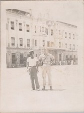 WW2 Photo of Sailor and Soldier Posing in European City Square