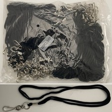 100 Pieces Black 1/8" Round Rope Neck Lanyards with Safety Breakaways  J-Hooks