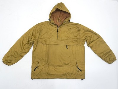 Vintage Anorak / Kittel Wolle gefüttert Baumwolle Canvas Fischgrät hellbraun sand coyote