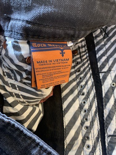 Rock Revival Steven Slim Straight Jeans Herren 36x32 Schwarz Denim Dark Pattentaschen - Bild 10 von 15