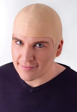 Realistic Bald Head Rubber Adults Bald Cap Fancy Dress Accessory Deluxe