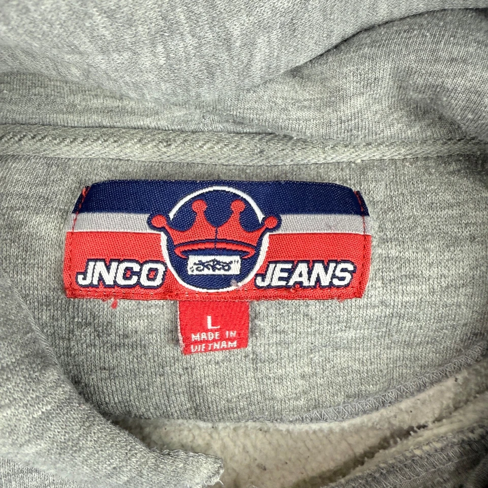 DE COLECCIÓN JNCO JEANS Sudadera con Capucha Para Hombres L Gris Dragón Gráfico Pullover Skate Grunge Y2K Años 90 Foto 4 de 4