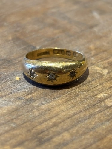 Gold Ring eBay 18 K Diamonds Victorian Antique 1893 Birmingham 3-4 Grams - Picture 1 of 7