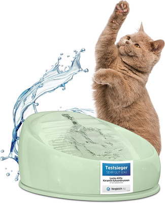 Lucky-Kitty Trinkbrunnen Für Katze Grün I Katzenbrunnen Keramik Handarbeit, Hygi