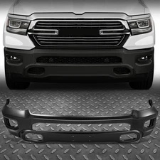 For 19-24 Ram 1500 Black Stamped Steel Front Bumper Face Bar w/ Fog Light Holes