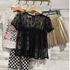 Cotton On Kids Pippa  Julie Crewcuts Bundle Girls 4 Gold Black Checkered EUC