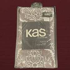 Kas Australia Kamiri Euro Sham 26" Square Brown Embroidered 100% Cotton Bedding
