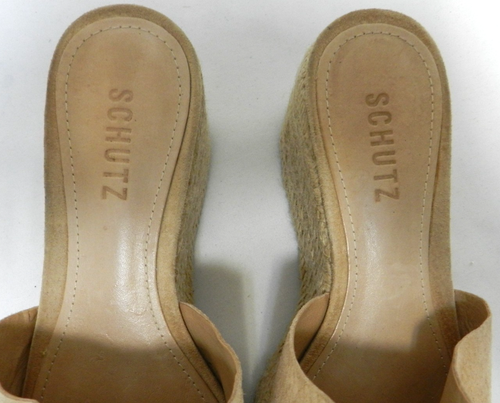 Schutz Suede espadrille wedge platform heels sandals taupe Summer Size Sz 7.5 - Picture 11 of 15