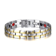 Emmori Stainless Steel Magnetic Therapy Bracelet Customizable , Silver-Gold
