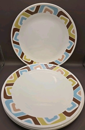 12pc CORELLE SQUARED GEOMETRIC 4 Dinner & 4 Dessert Plates 4 Cereal Bowls EUC! - Picture 3 of 12