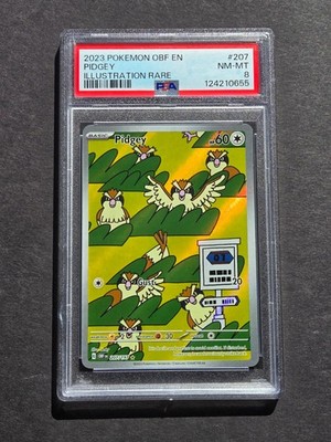 PSA 8 PIDGEY 207/197 - OBSIDIAN FLAMES ILLUSTRATION RARE HOLO - NM