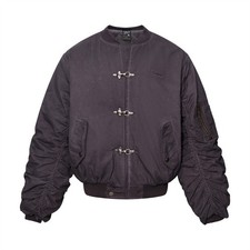 Men's Wasteland Vintage Distressed Spray Wash Ruched Long Sleeve Aviator Buckle