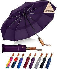 49/54/62 Inch Windproof Golf Umbrella - Automatic Open/Close, Real Wood Handl...