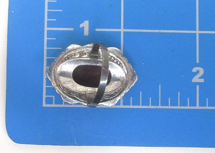 Antiguo anillo Art Deco de plata esterlina cornalina marcasita talla 6 Foto 4 de 4