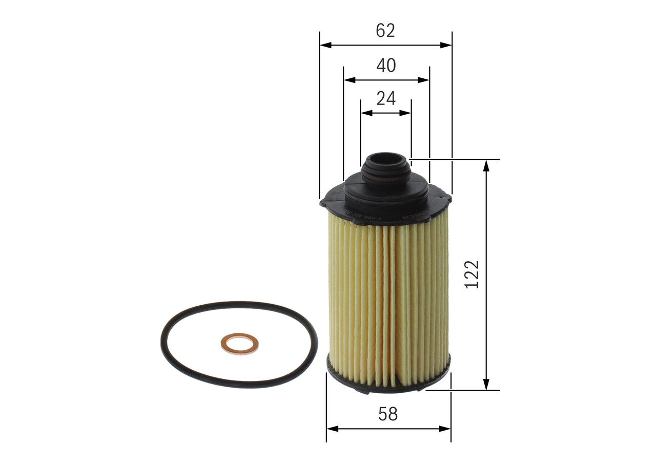 Bosch Oil Filter Element With Gaskets F026407348 - Precision German Engineering - Image 2