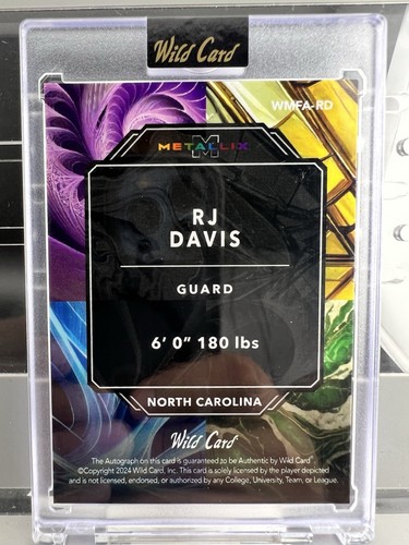 RJ Davis 2024 Wild Card Metallix Auto RC Rainbow # 1/1 PRC MEGA FRACTAL - Picture 7 of 7