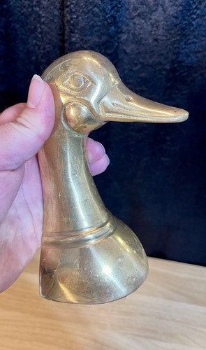 Vintage Messing Stockente Entenkopf Buchstütze Türstopper Briefbeschwerer massiv Leonard MCM - Bild 17 von 24