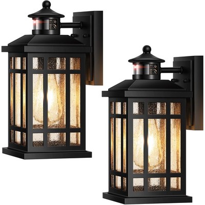 OPAXIS 2 Pack Black Motion Sensor Outdoor Light Adjustable Sensing Range