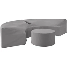 Bowery Hill 3Pc Patio Vinyl Sectional Sofa Cover Set in Gray