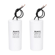2 Pcs CBB60 Capacitor, 90uF 450V 2 Wire Electric Motor Run Starting Capacitor