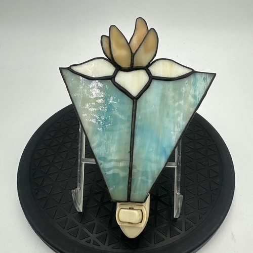 Vintage Night Light Handmade Stained Glass Flower Wall Plug In Extra Large