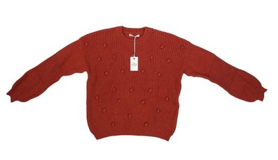 Marine Layer Rowan Sweater Womens Medium Red Tea Bobble Knit Crewneck Pullover