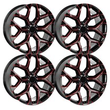 Set-4 Strada Replica Snowflake 28x10 6x139.7 31mm Black Red Wheels Rims