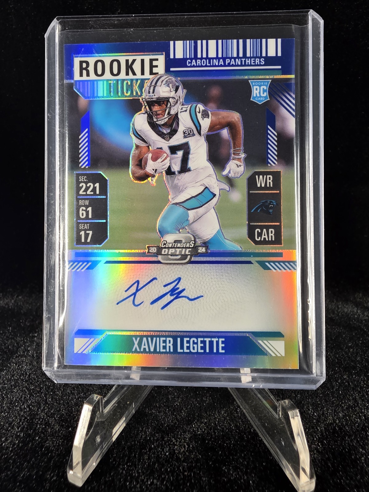 Xavier Legette #107 Blue Rookie Ticket Auto 2/75 - 2024 Contenders Optic - RC