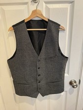 H M Men  s Vest Grey Herringbone Wool Blend Waistcoat Suit Separates