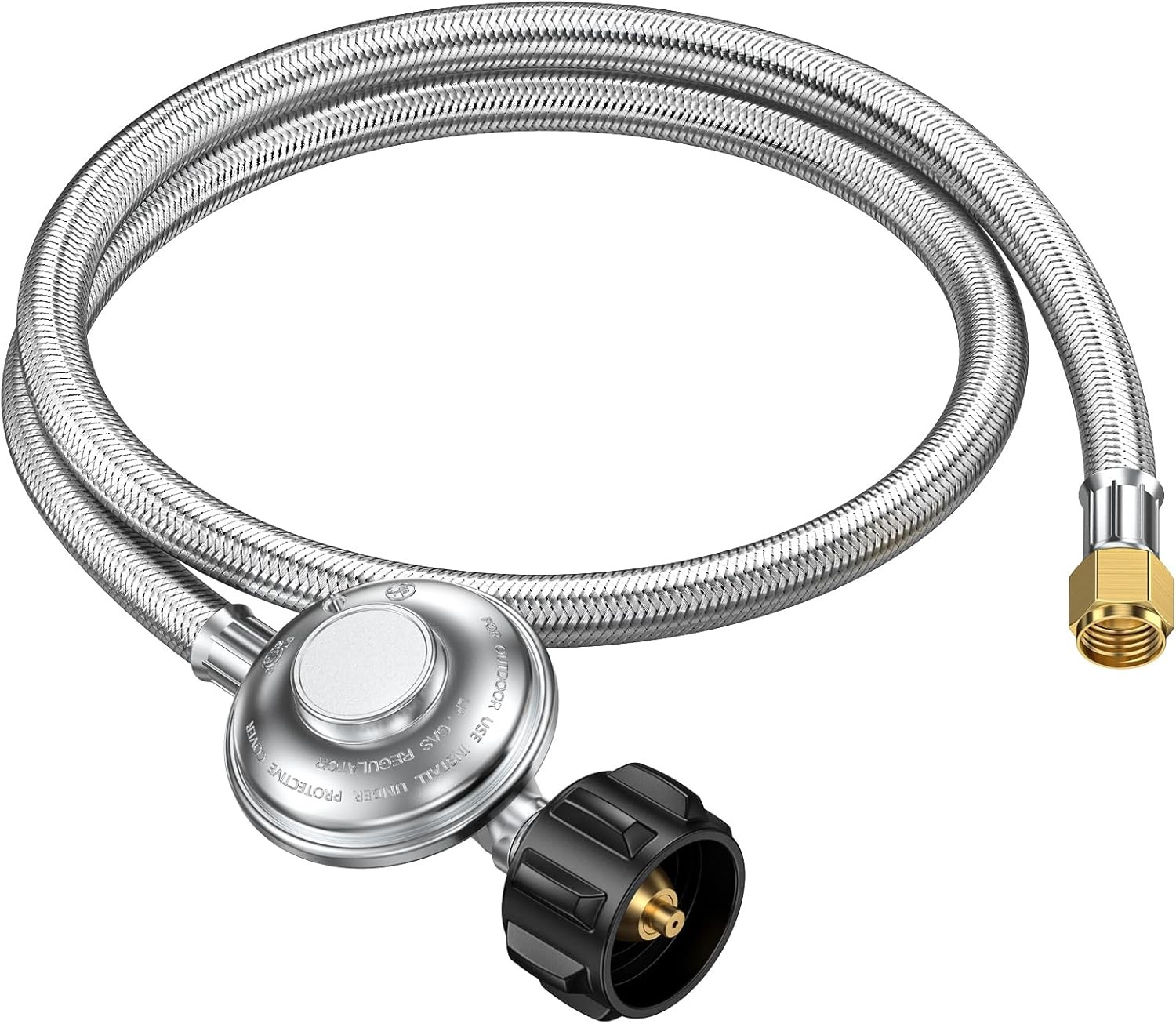 4FT Propane Regulator with Hose, 0-1Psi Low Pressure 4 Feet, Stainless Steel 