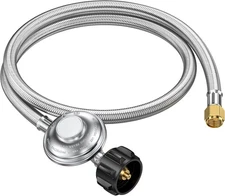 4FT Propane Regulator with Hose, 0-1Psi Low Pressure 4 Feet, Stainless Steel 